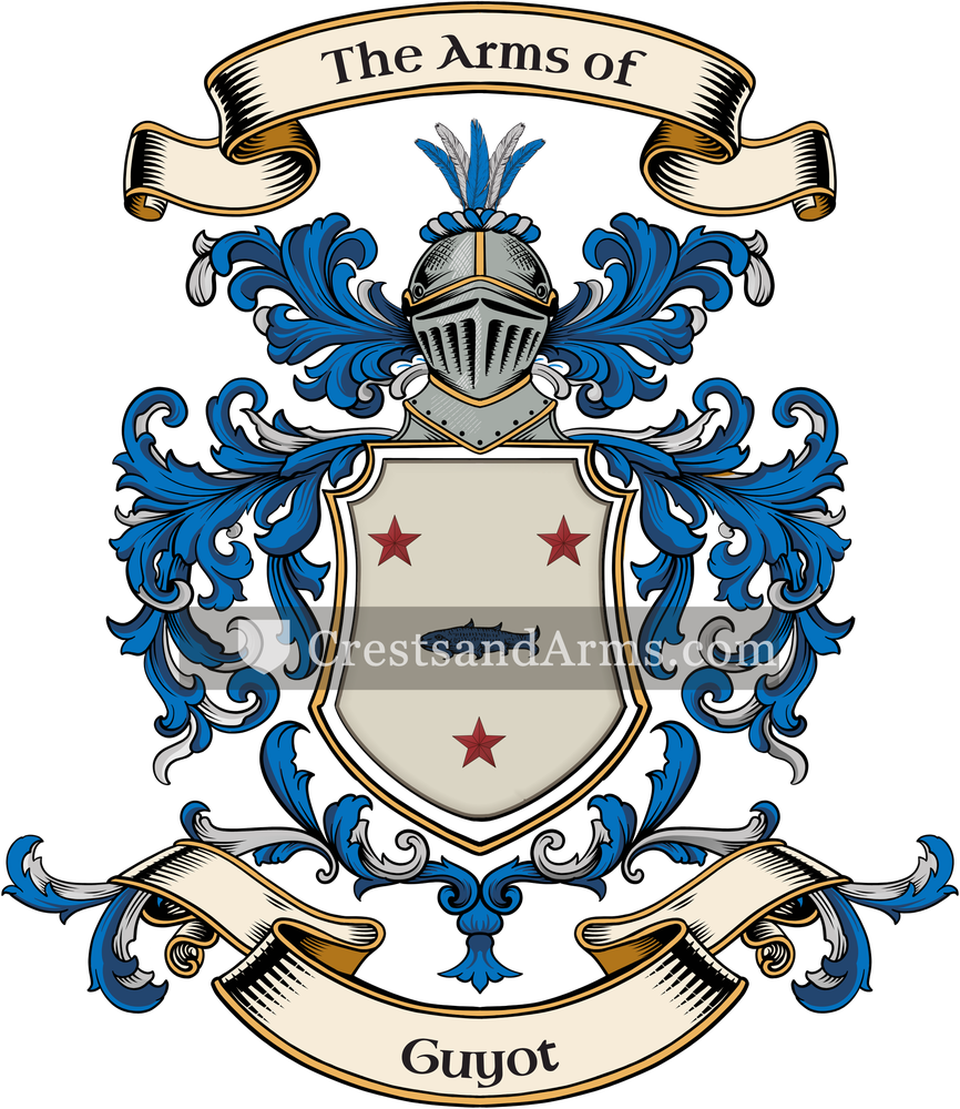 The Guyot coat of arms, drawn from the recorded blazon