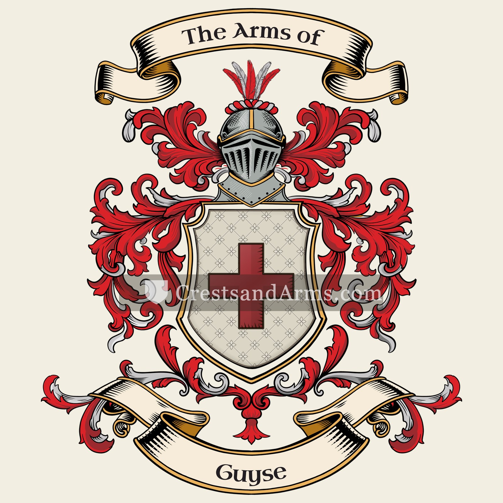 The Guyse coat of arms, drawn from the recorded blazon