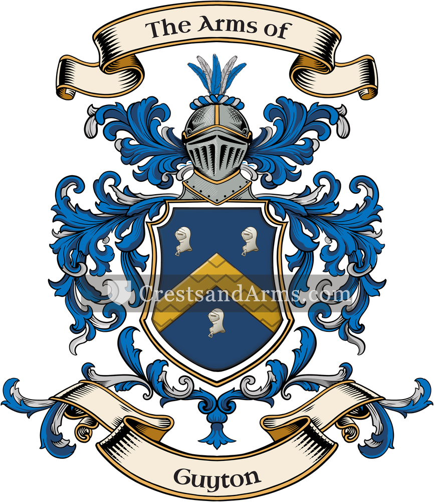The Guyton coat of arms, drawn from the recorded blazon