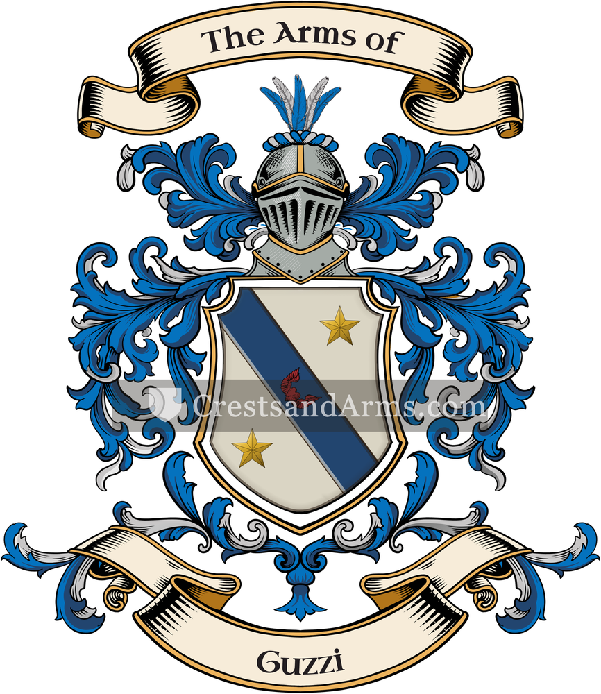 The Guzzi coat of arms, drawn from the recorded blazon