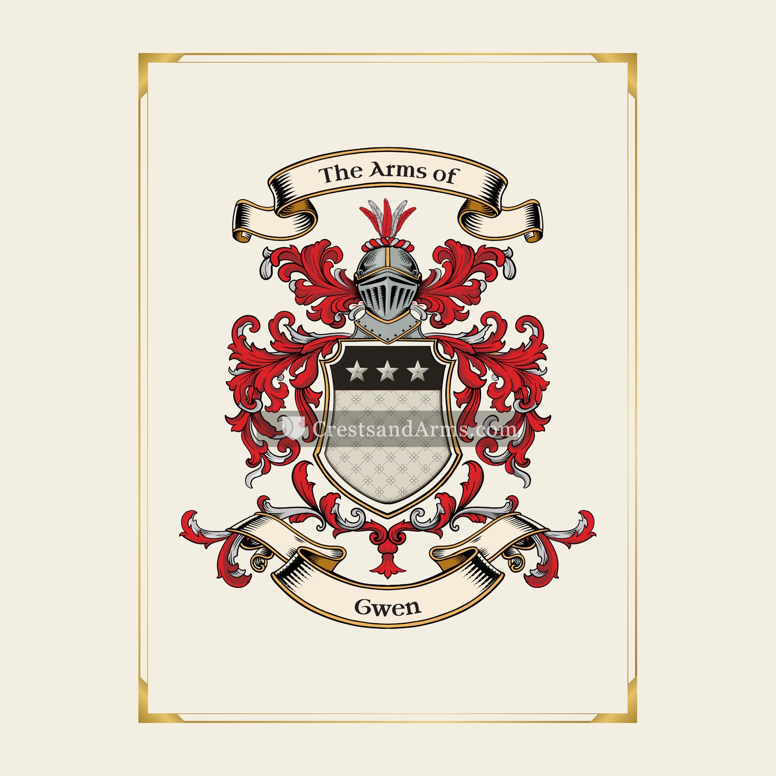 With gold border