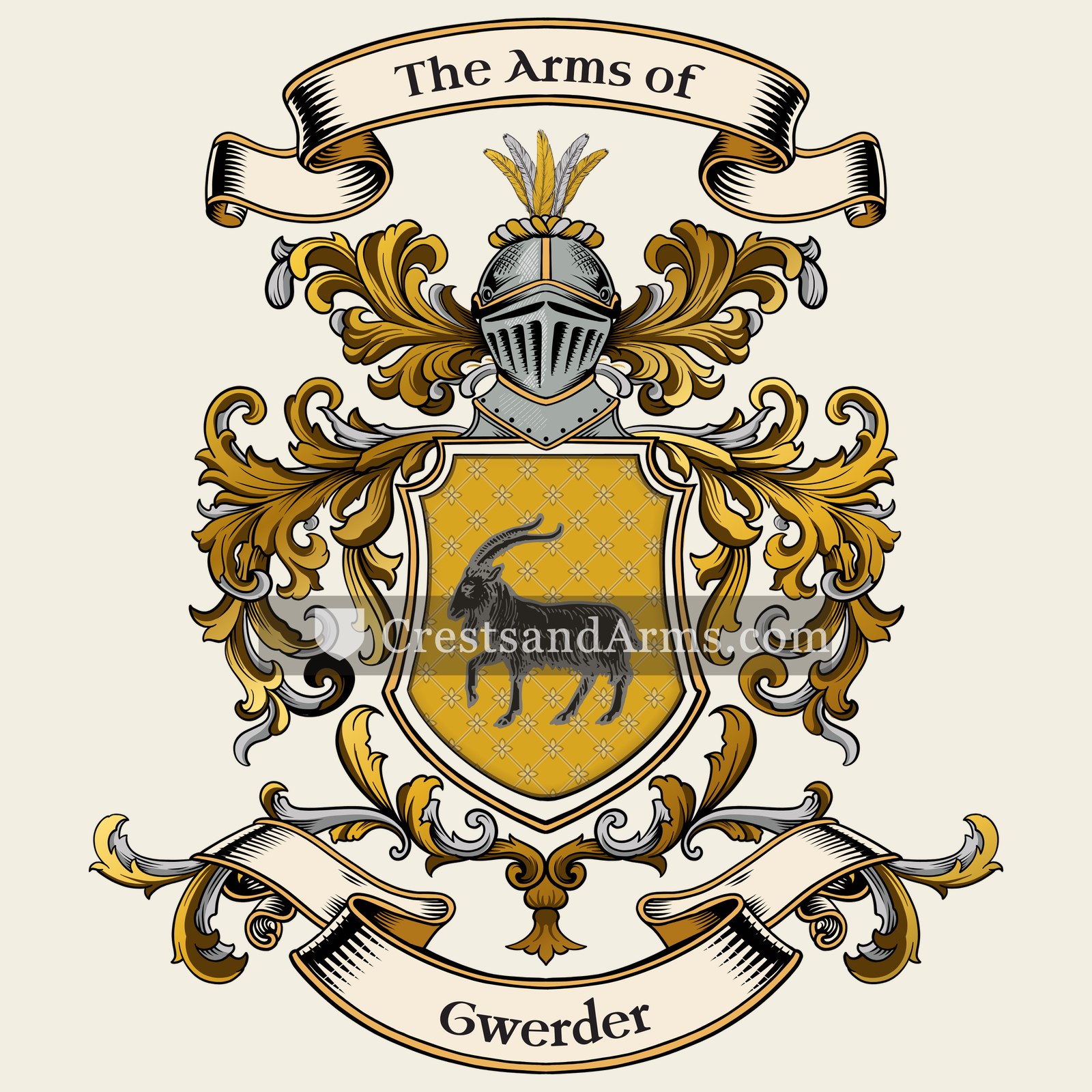 The Gwerder coat of arms, drawn from the recorded blazon