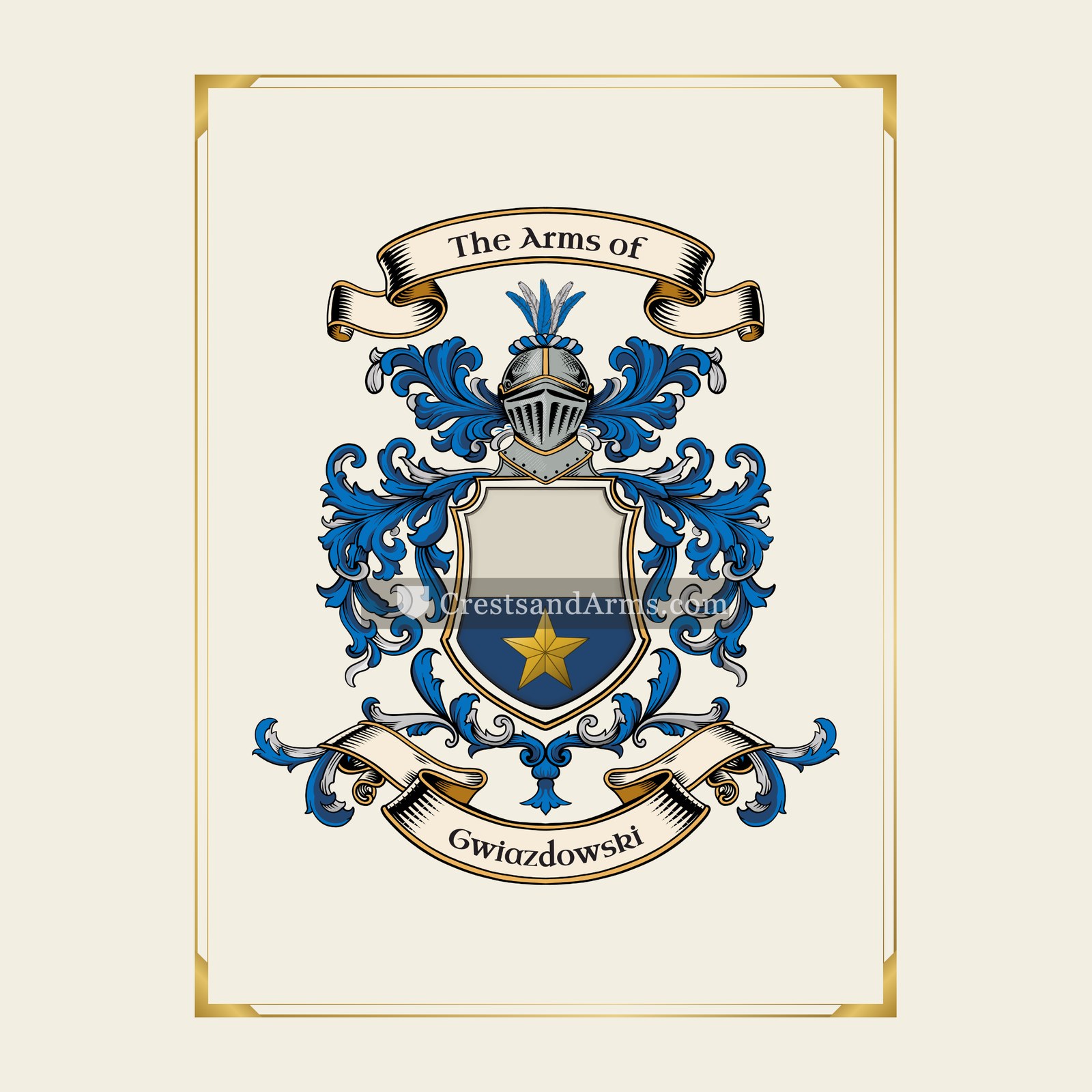 With gold border