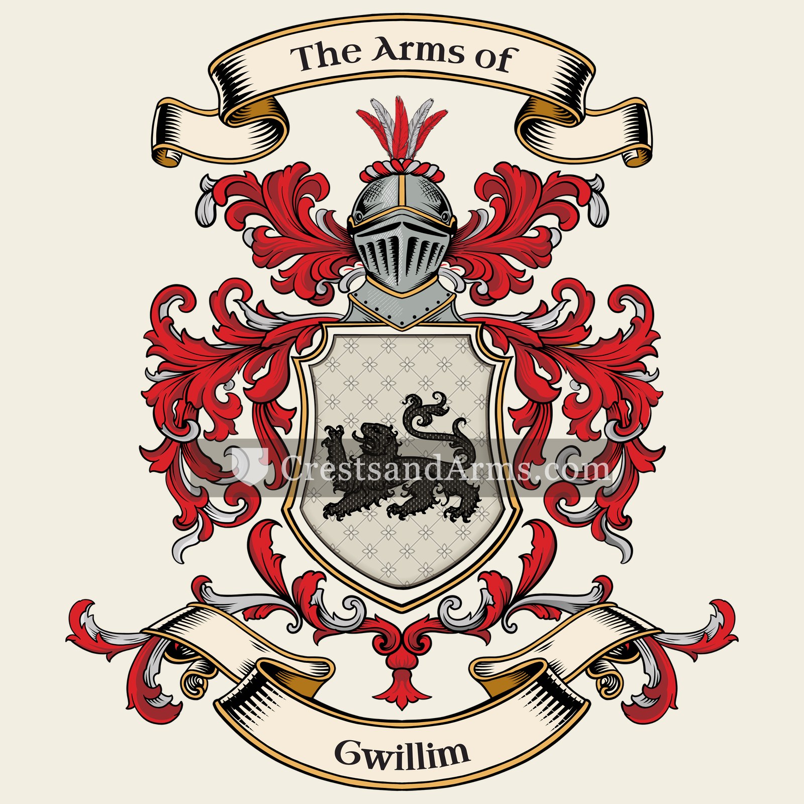 The Gwillim coat of arms, drawn from the recorded blazon