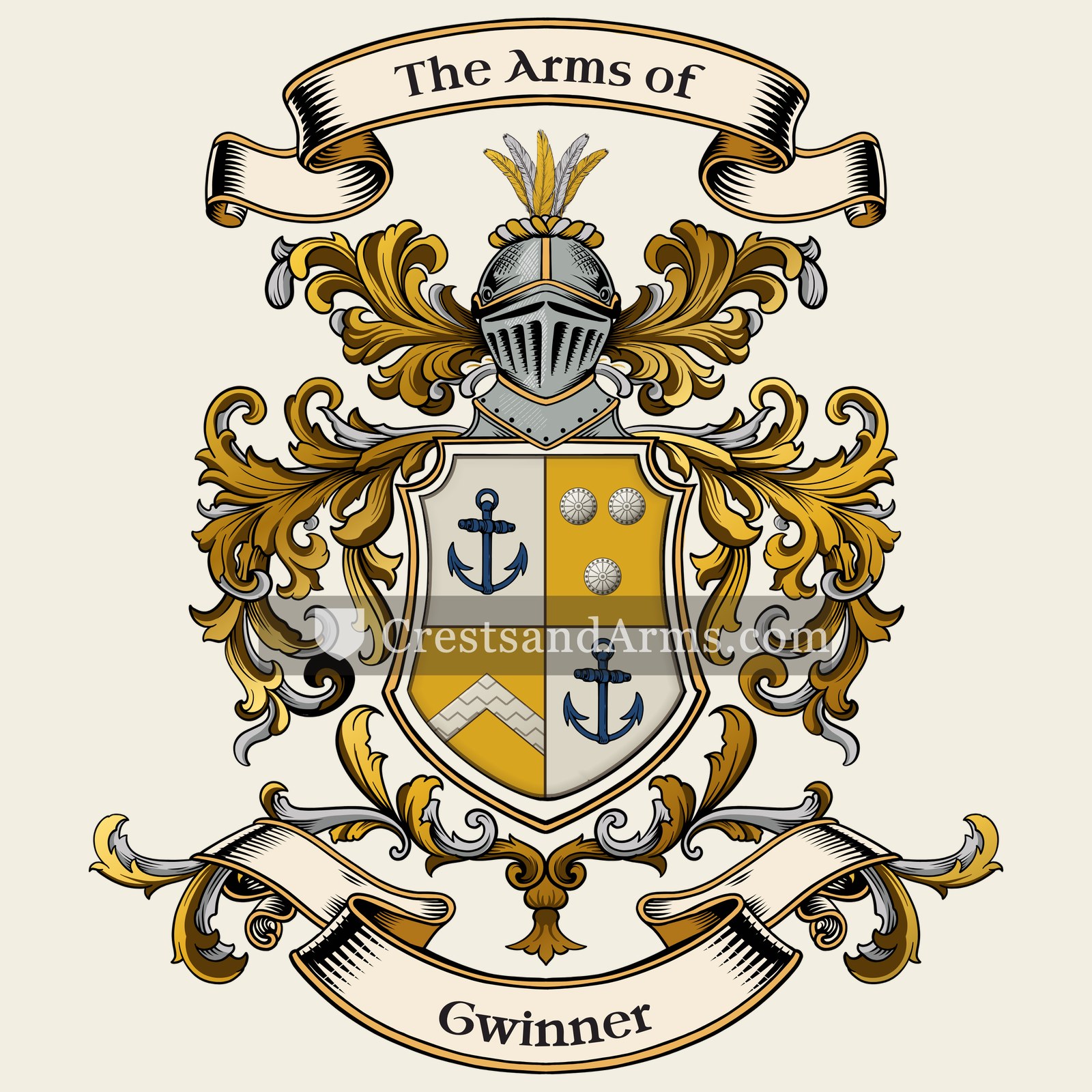The Gwinner coat of arms, drawn from the recorded blazon