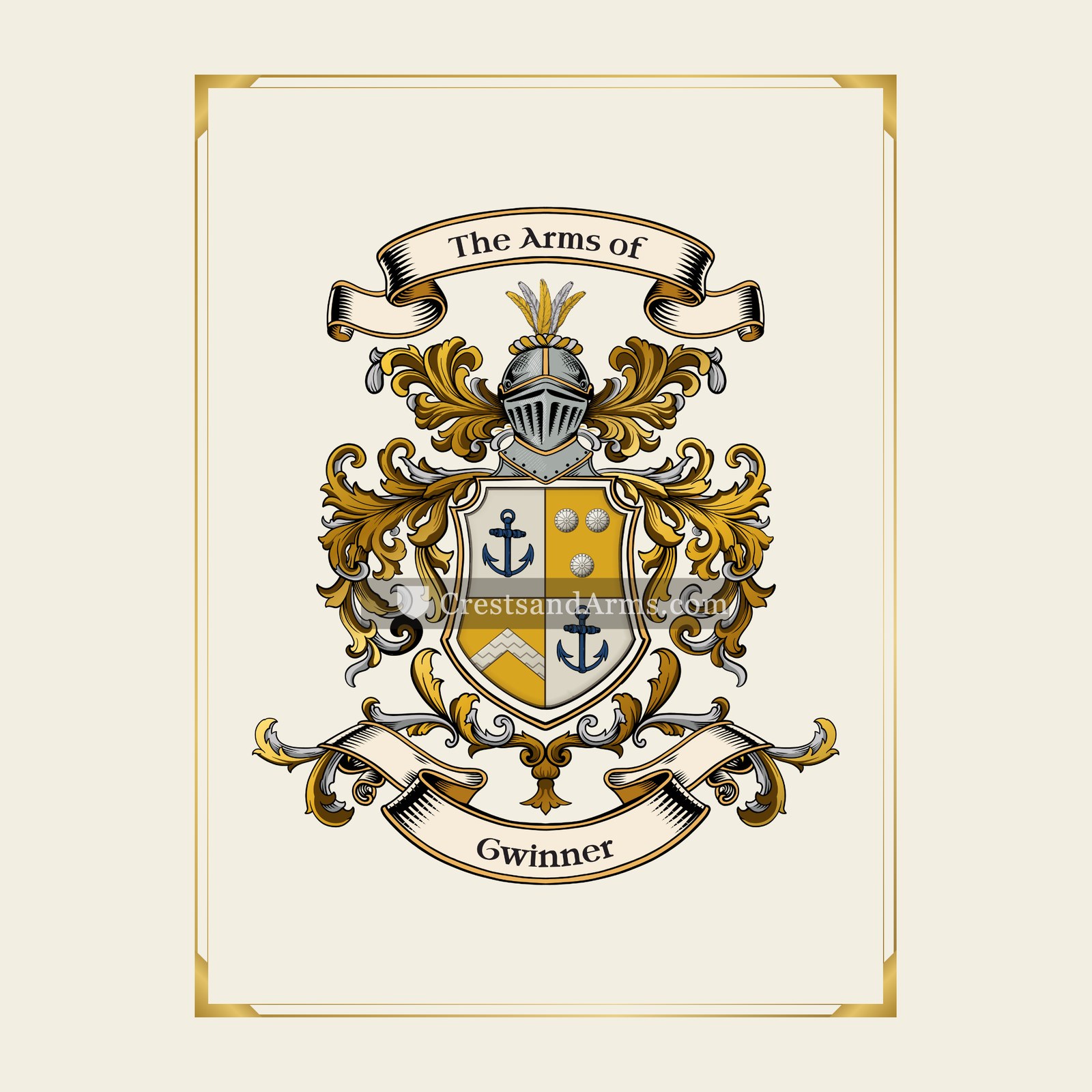 With gold border