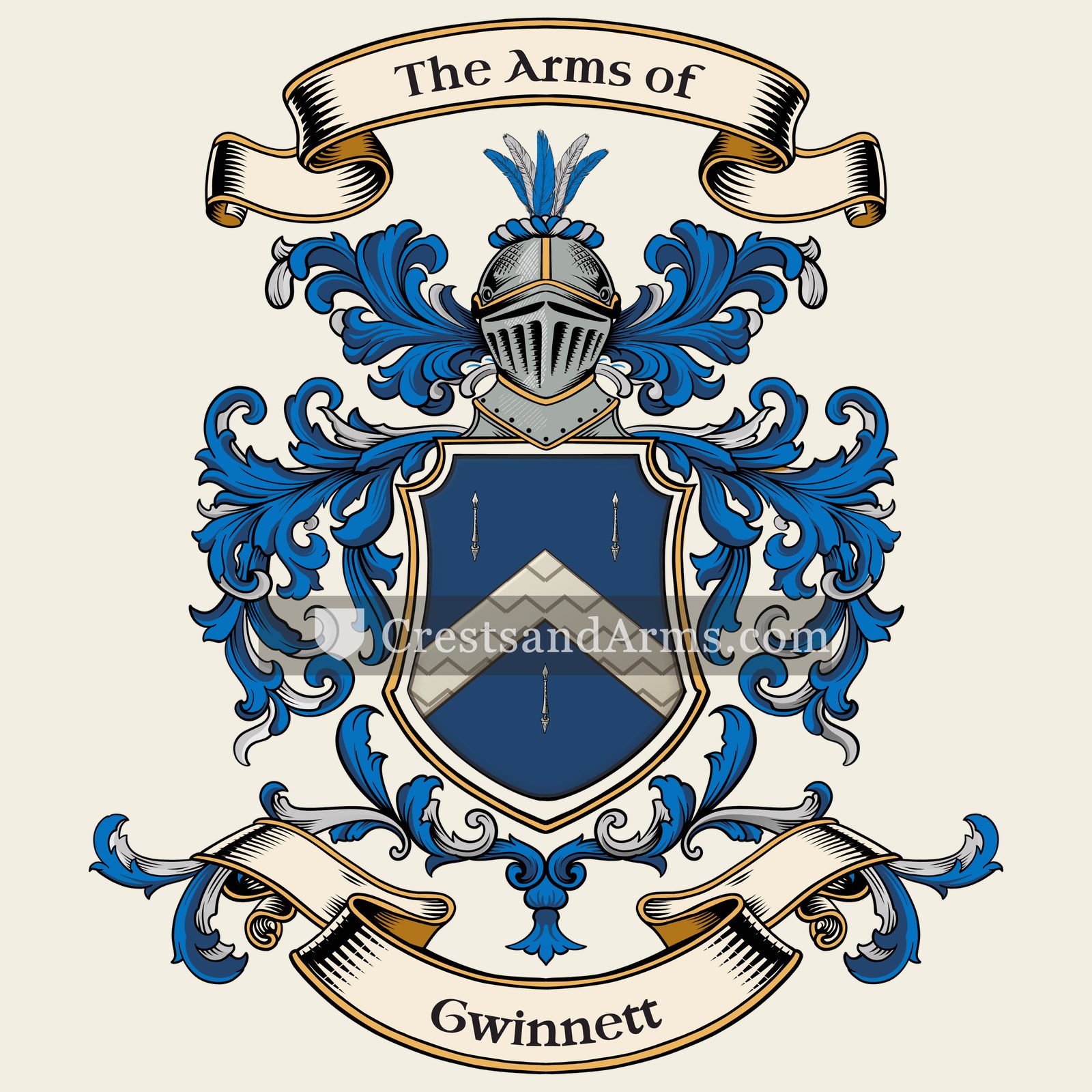 The Gwinnett coat of arms, drawn from the recorded blazon