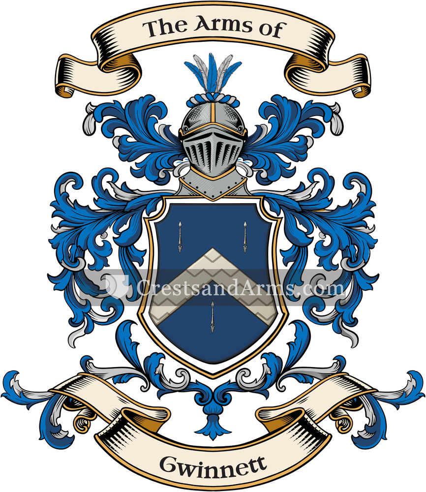The Gwinnett coat of arms, drawn from the recorded blazon