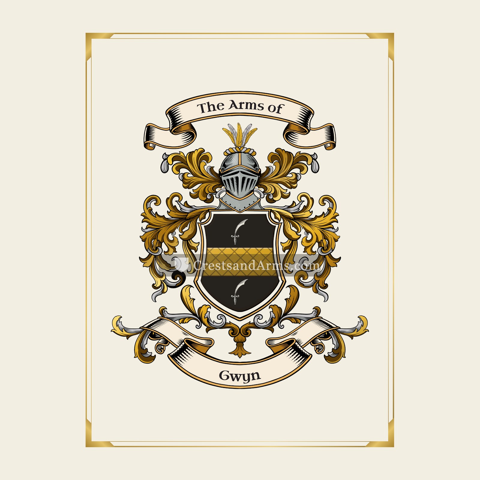 With gold border