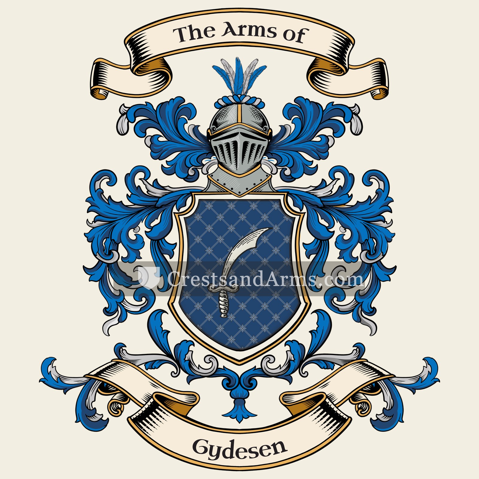 The Gydesen coat of arms, drawn from the recorded blazon