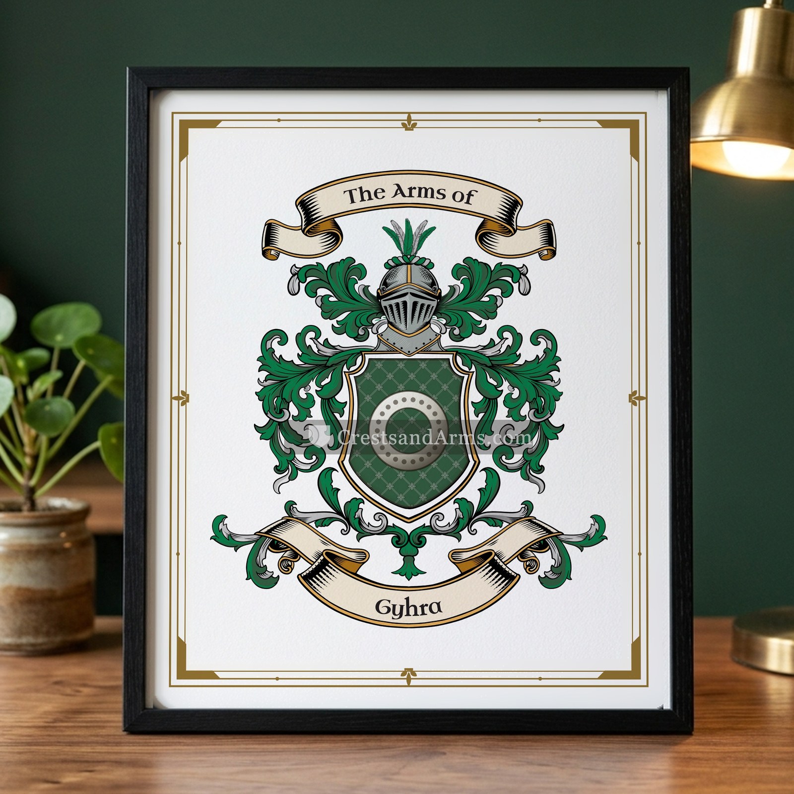 The Gyhra coat of arms on the framed print