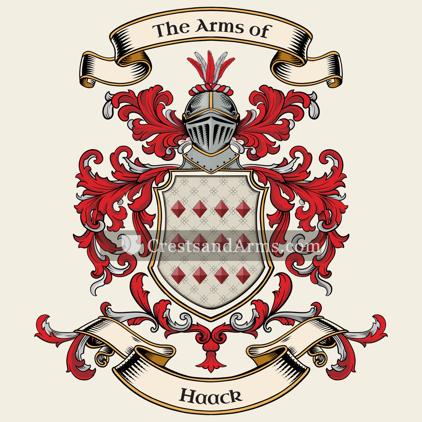The Haack coat of arms, drawn from the recorded blazon