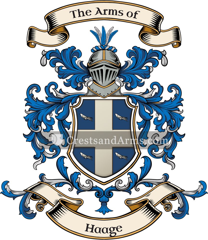 The Haage coat of arms, drawn from the recorded blazon