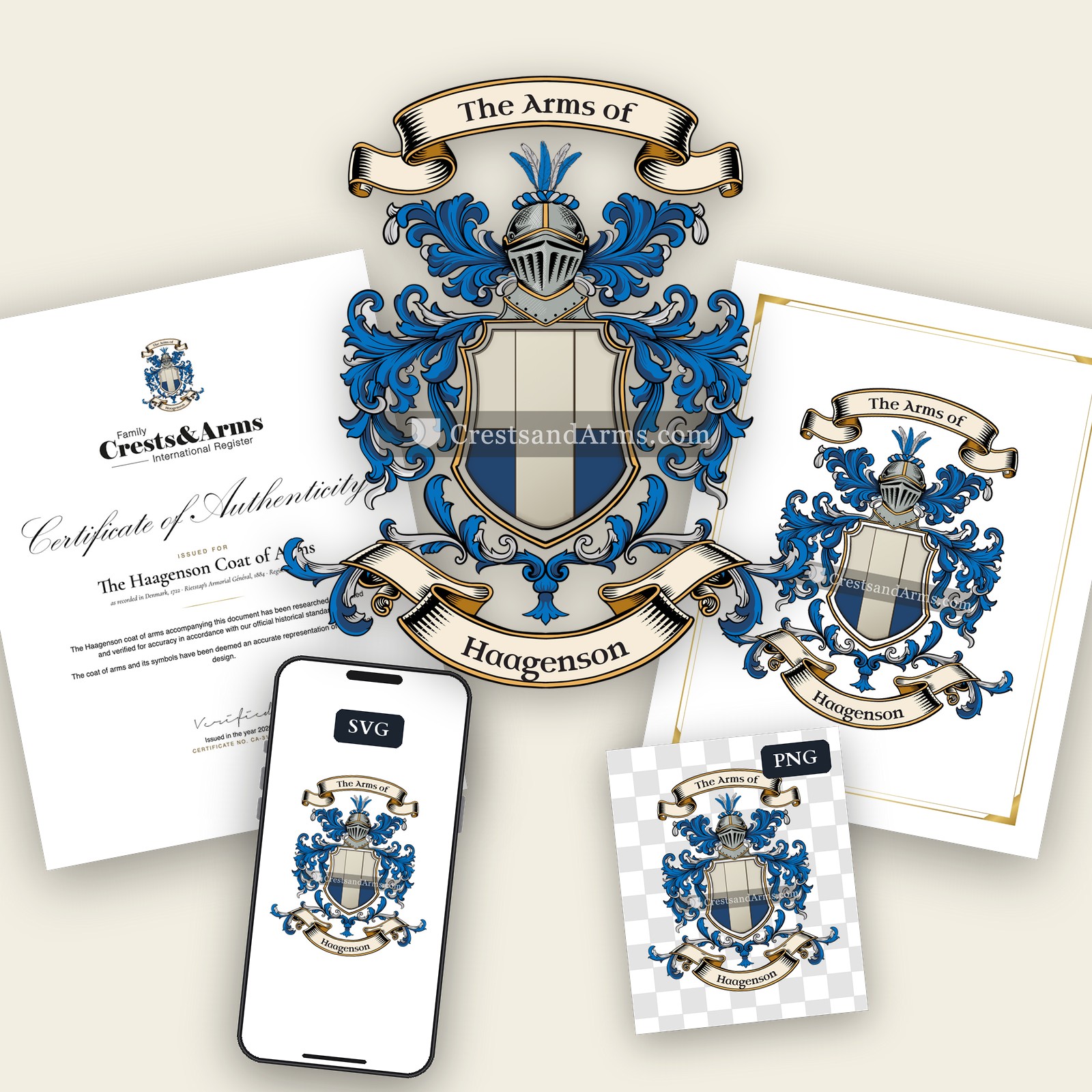 The Haagenson arms on the coat of arms — digital pack