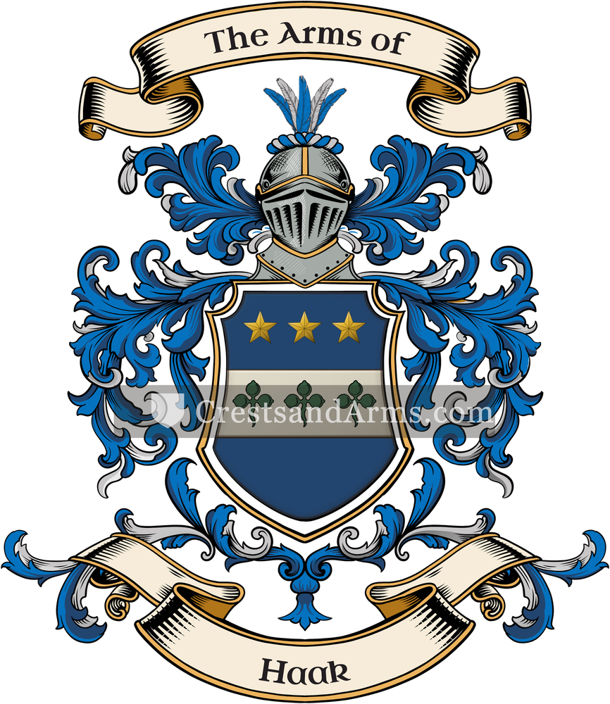 The Haak coat of arms, drawn from the recorded blazon