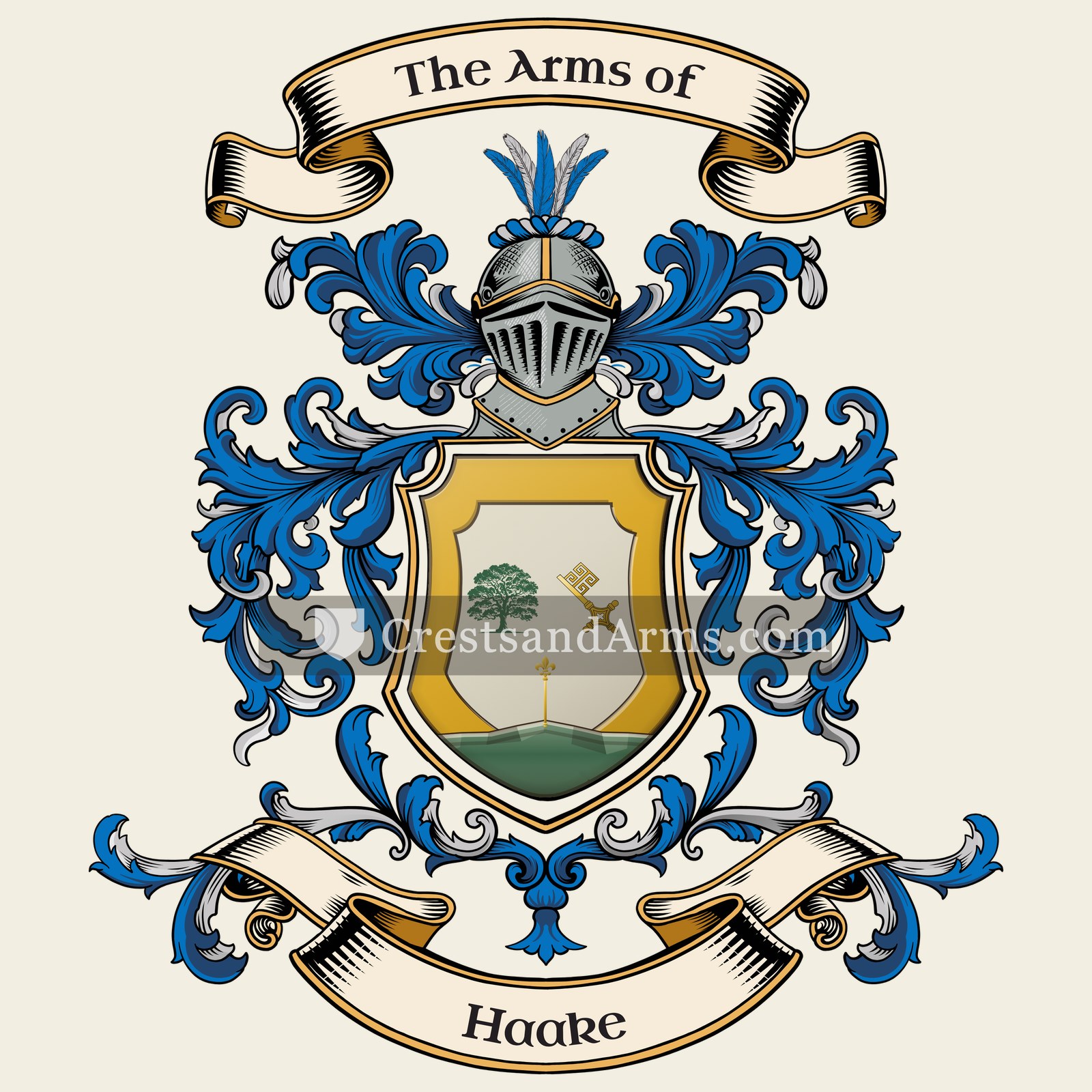 The Haake coat of arms, drawn from the recorded blazon