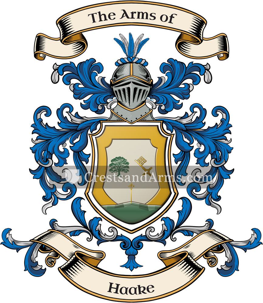 The Haake coat of arms, drawn from the recorded blazon