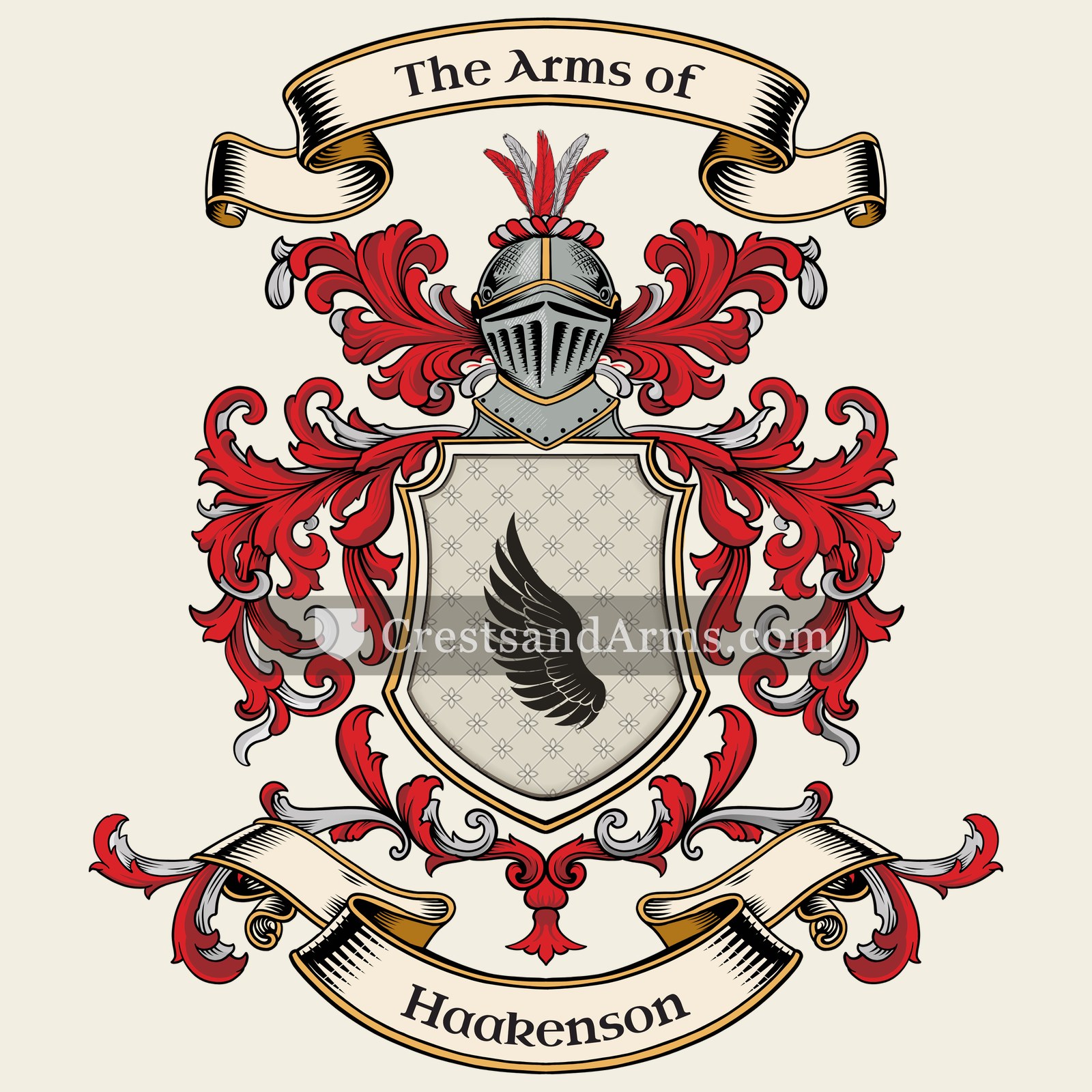 The Haakenson coat of arms, drawn from the recorded blazon
