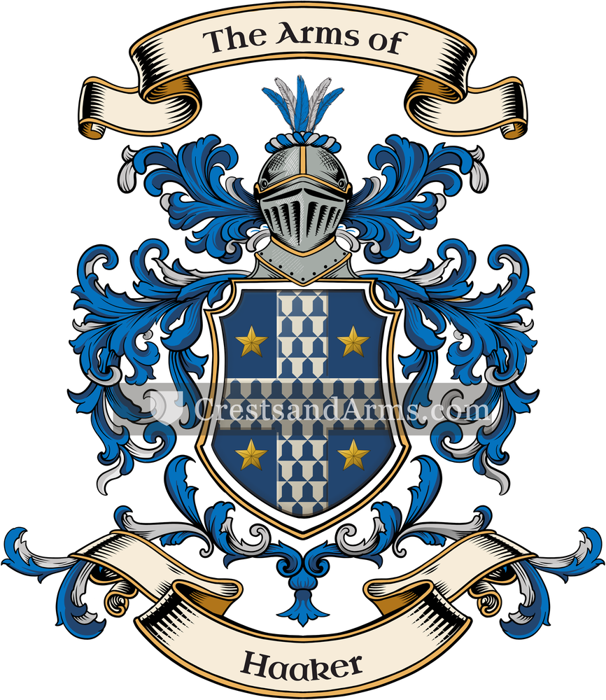 The Haaker coat of arms, drawn from the recorded blazon