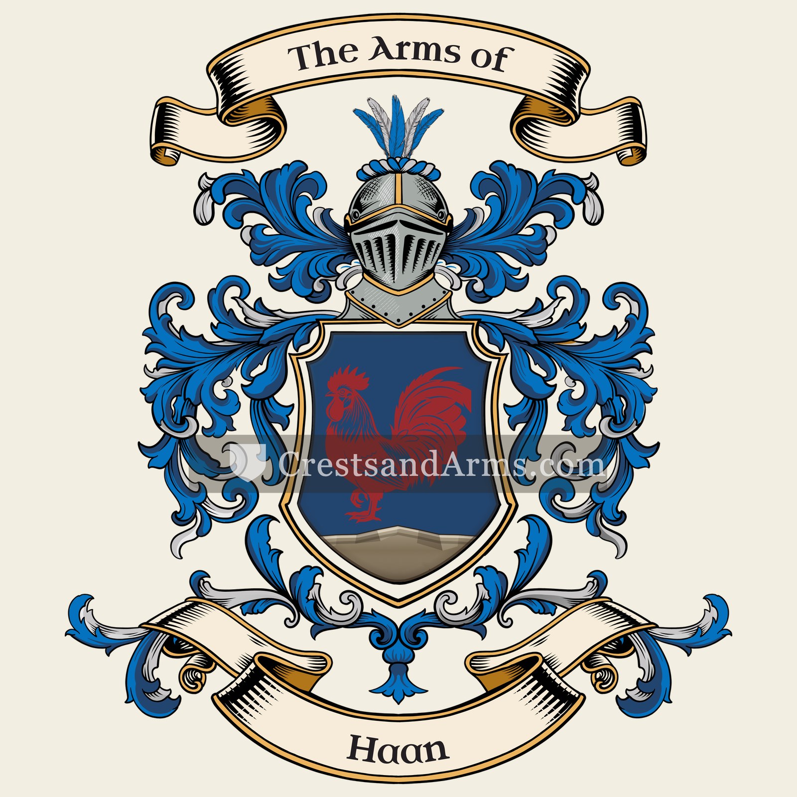 The Haan coat of arms, drawn from the recorded blazon