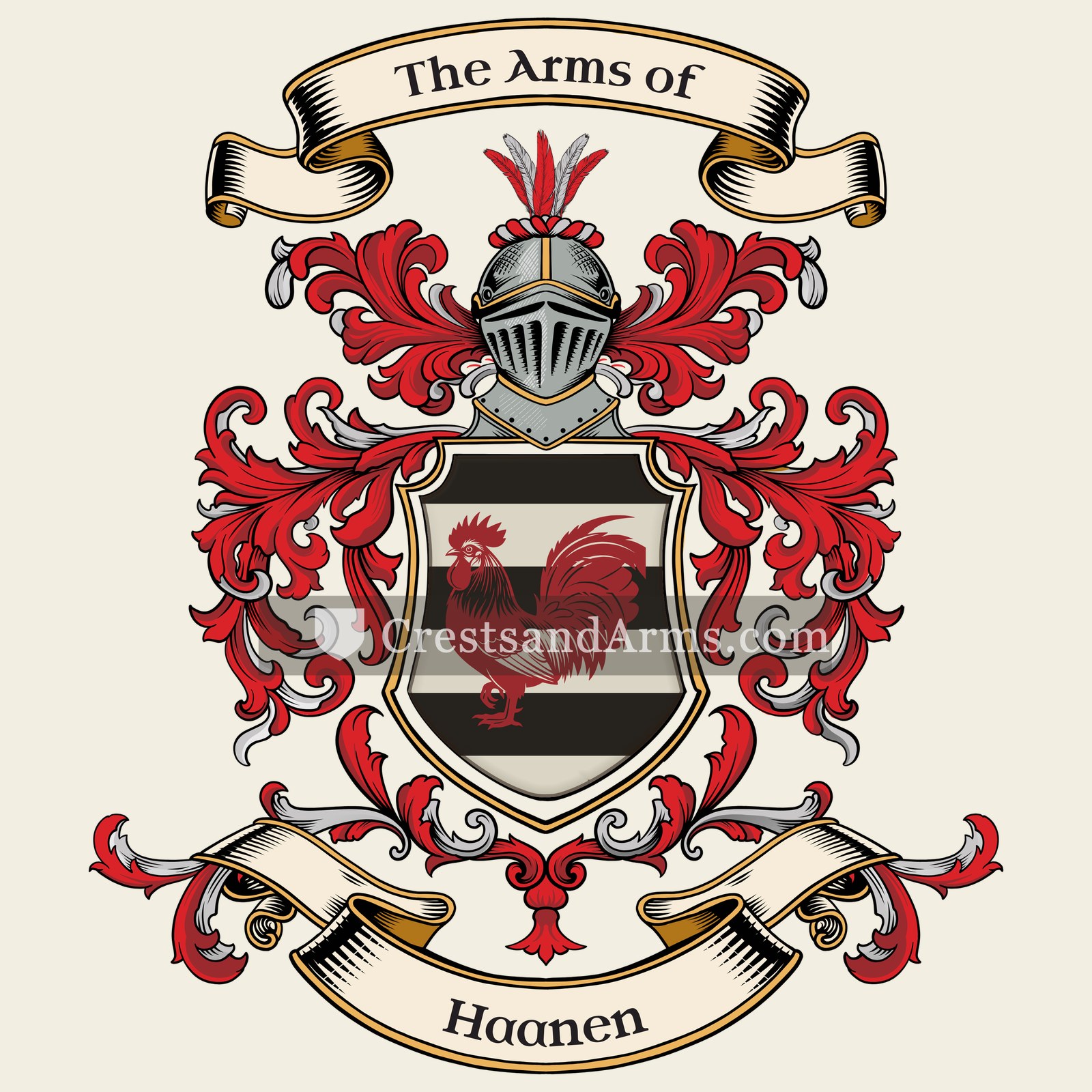 The Haanen coat of arms, drawn from the recorded blazon