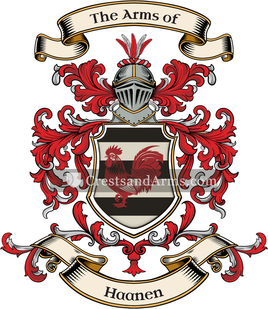 The Haanen coat of arms, drawn from the recorded blazon