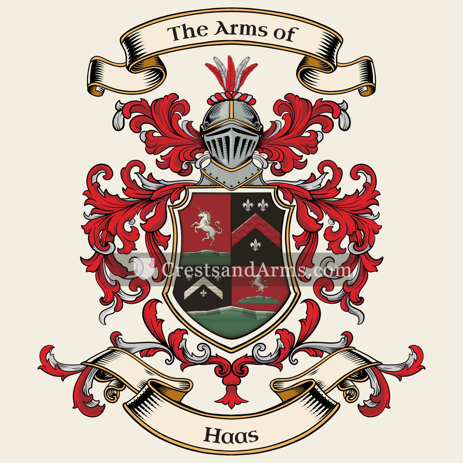 The Haas coat of arms, drawn from the recorded blazon