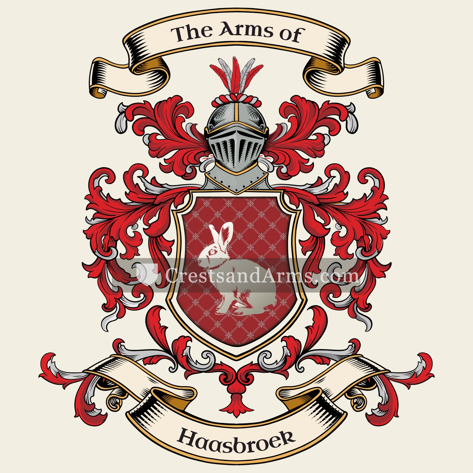 The Haasbroek coat of arms, drawn from the recorded blazon