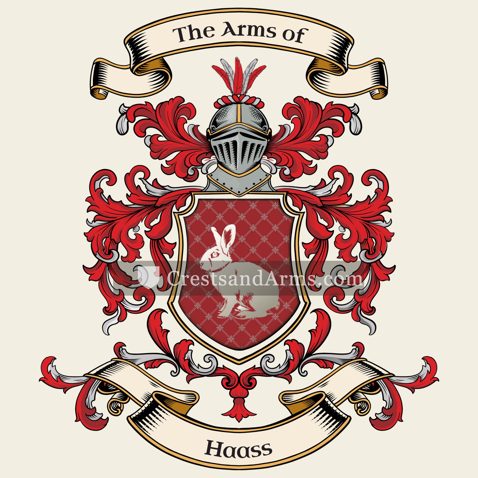 The Haass coat of arms, drawn from the recorded blazon