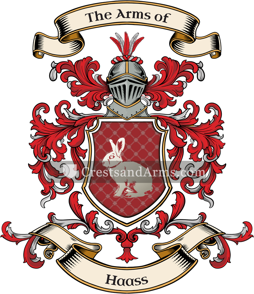 The Haass coat of arms, drawn from the recorded blazon