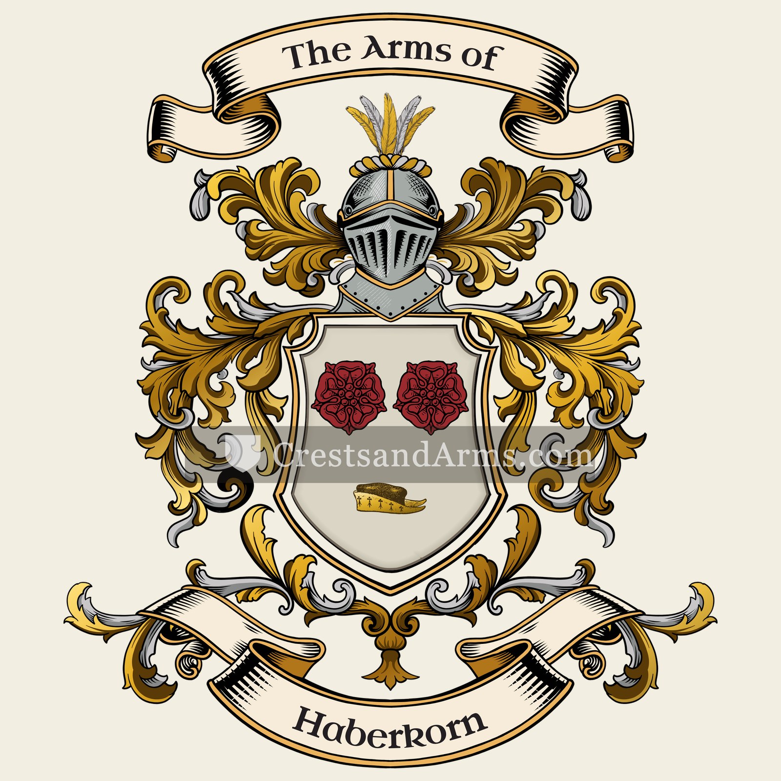 The Haberkorn coat of arms, drawn from the recorded blazon