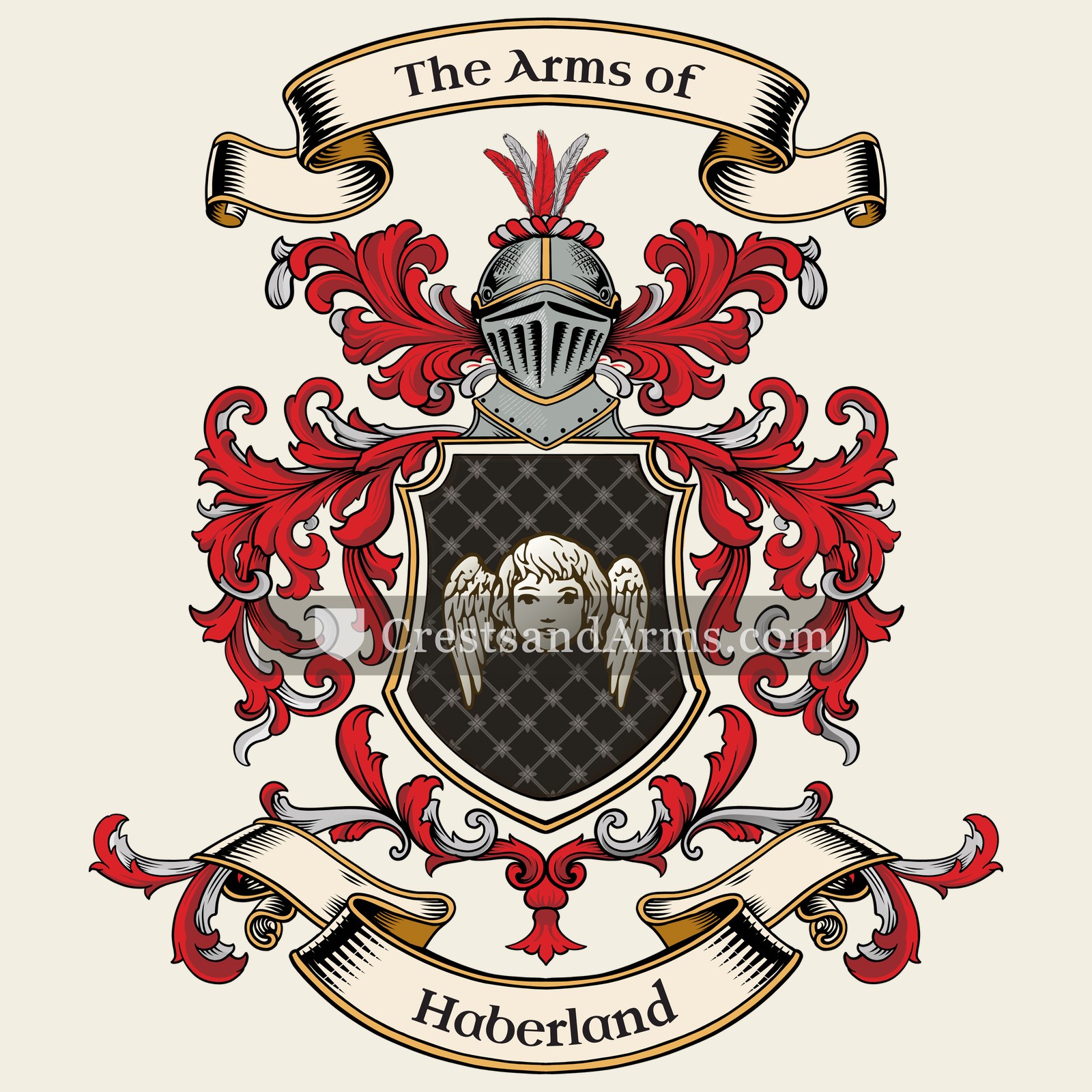 The Haberland coat of arms, drawn from the recorded blazon