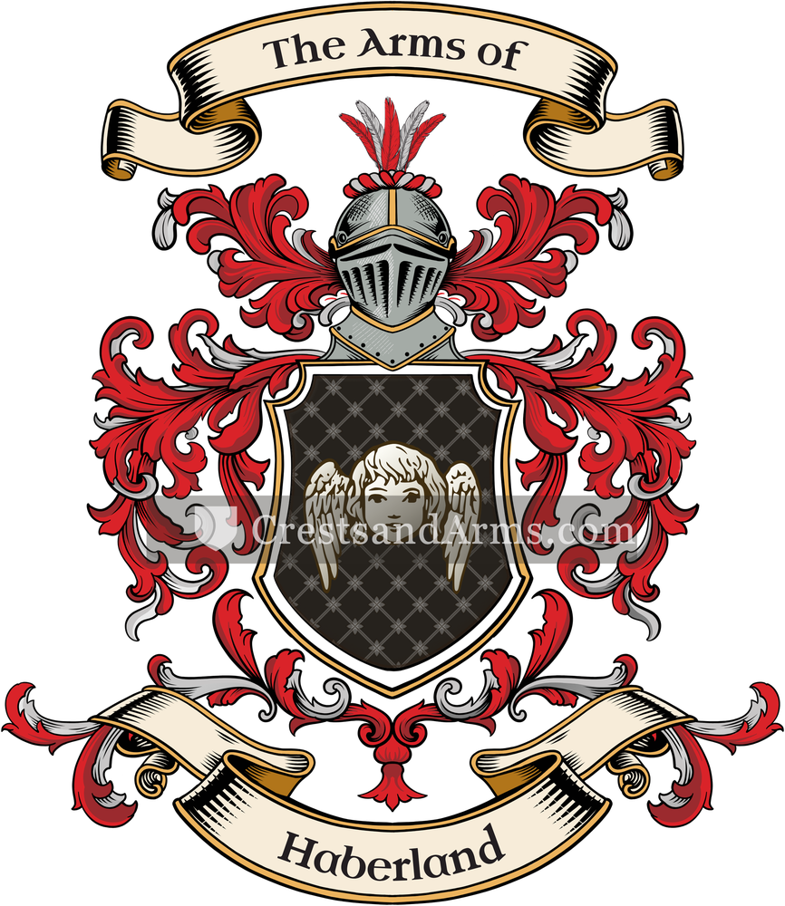 The Haberland coat of arms, drawn from the recorded blazon