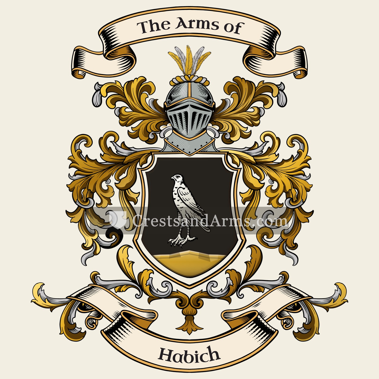 The Habich coat of arms, drawn from the recorded blazon