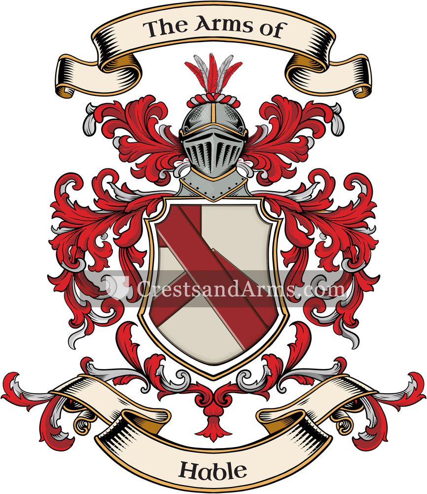 The Hable coat of arms, drawn from the recorded blazon