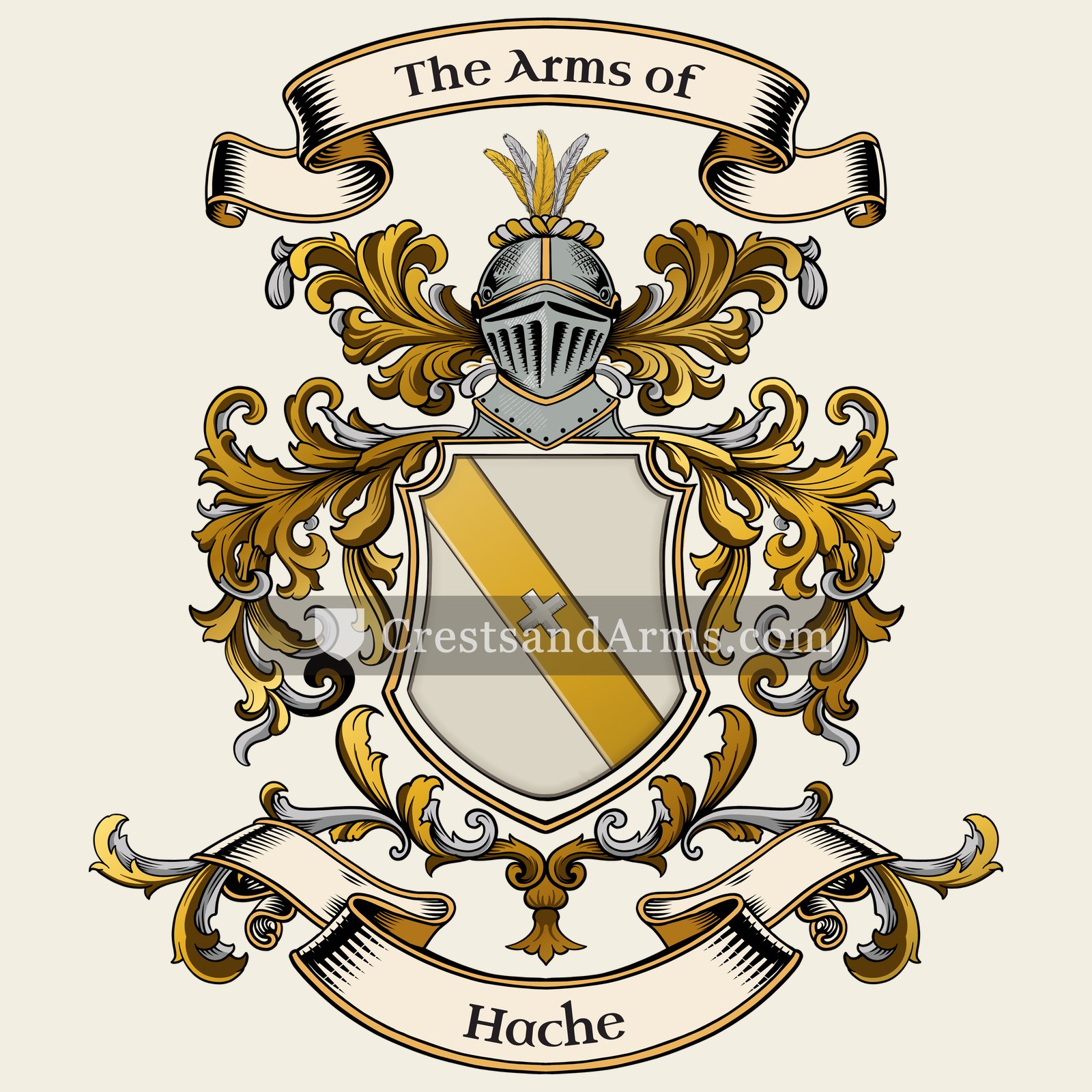 The Hache coat of arms, drawn from the recorded blazon
