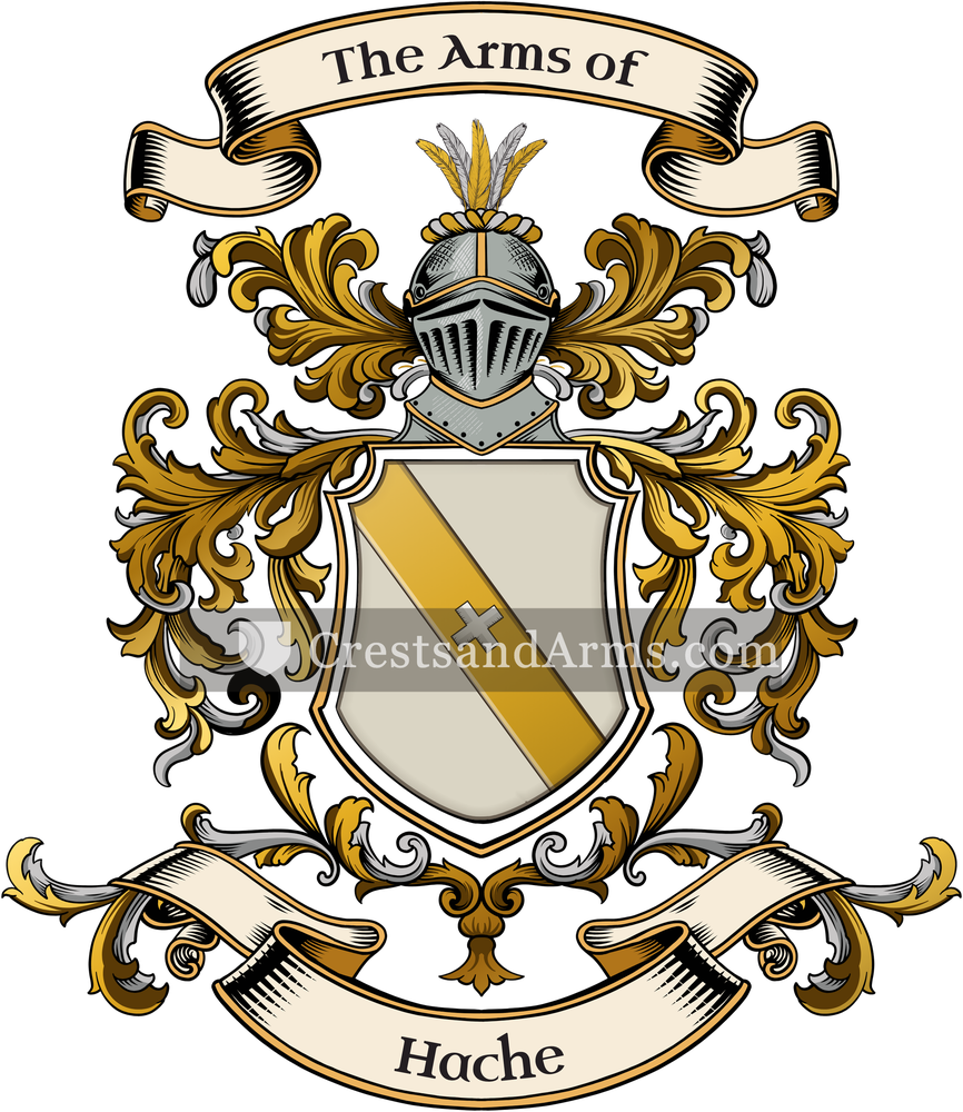 The Hache coat of arms, drawn from the recorded blazon