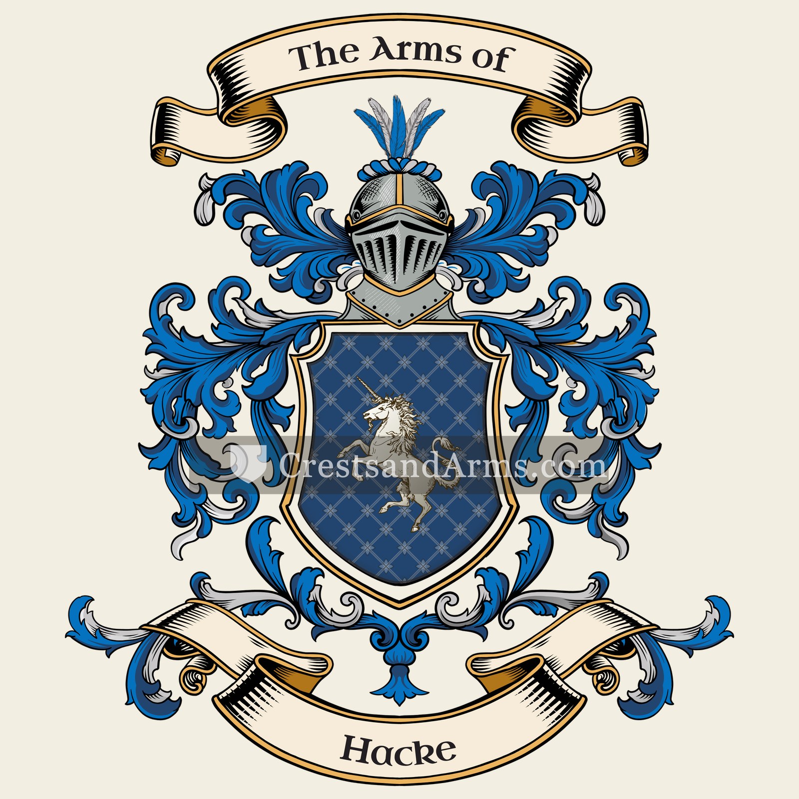 The Hacke coat of arms, drawn from the recorded blazon