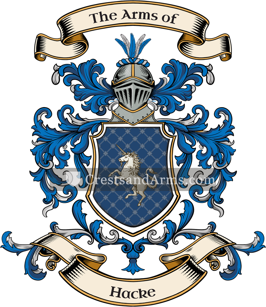 The Hacke coat of arms, drawn from the recorded blazon