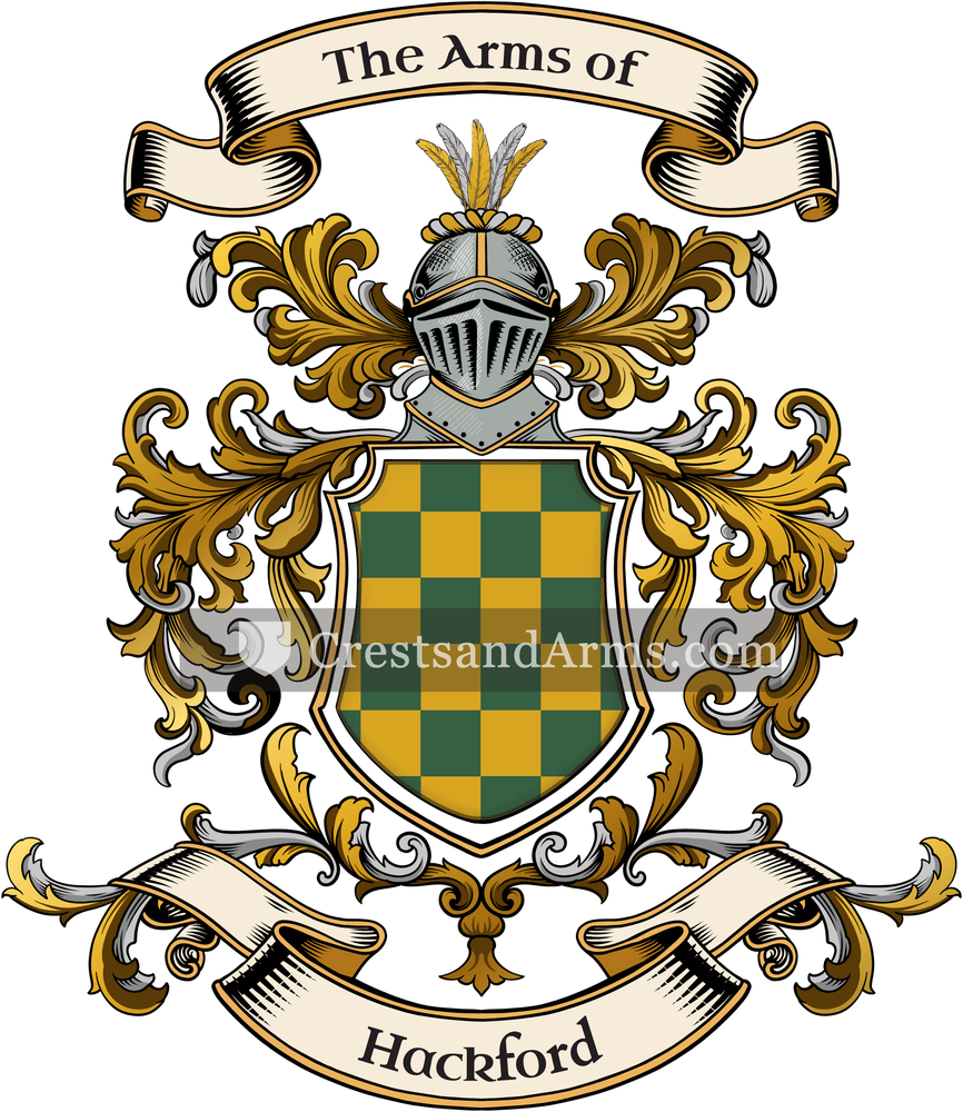 The Hackford coat of arms, drawn from the recorded blazon