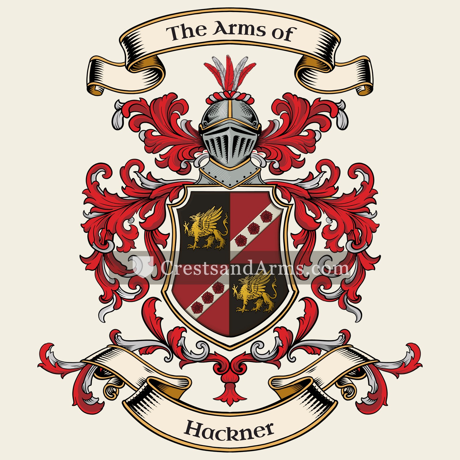 The Hackner coat of arms, drawn from the recorded blazon