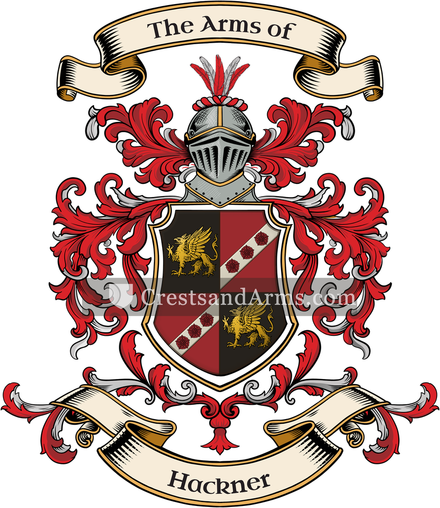 The Hackner coat of arms, drawn from the recorded blazon