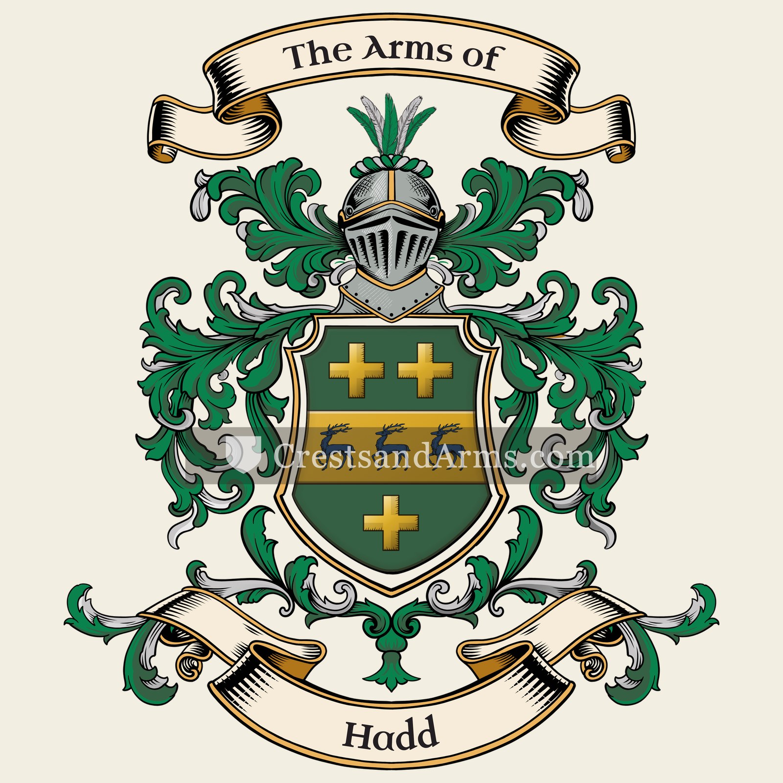 The Hadd coat of arms, drawn from the recorded blazon