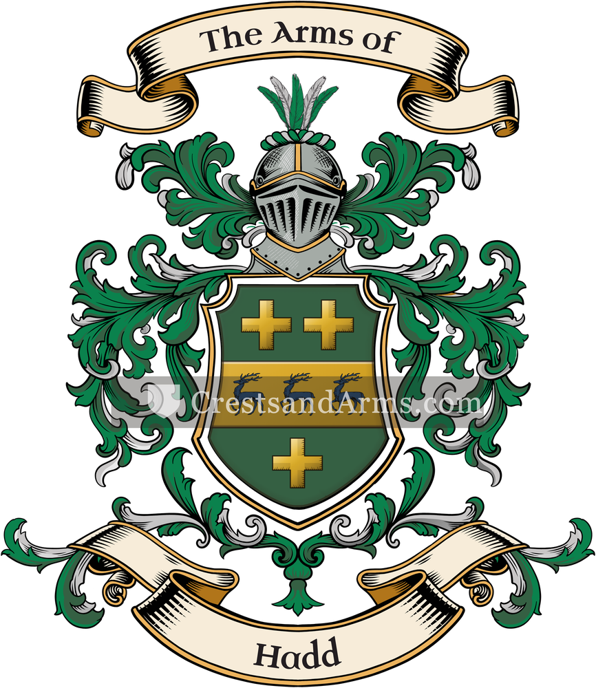 The Hadd coat of arms, drawn from the recorded blazon