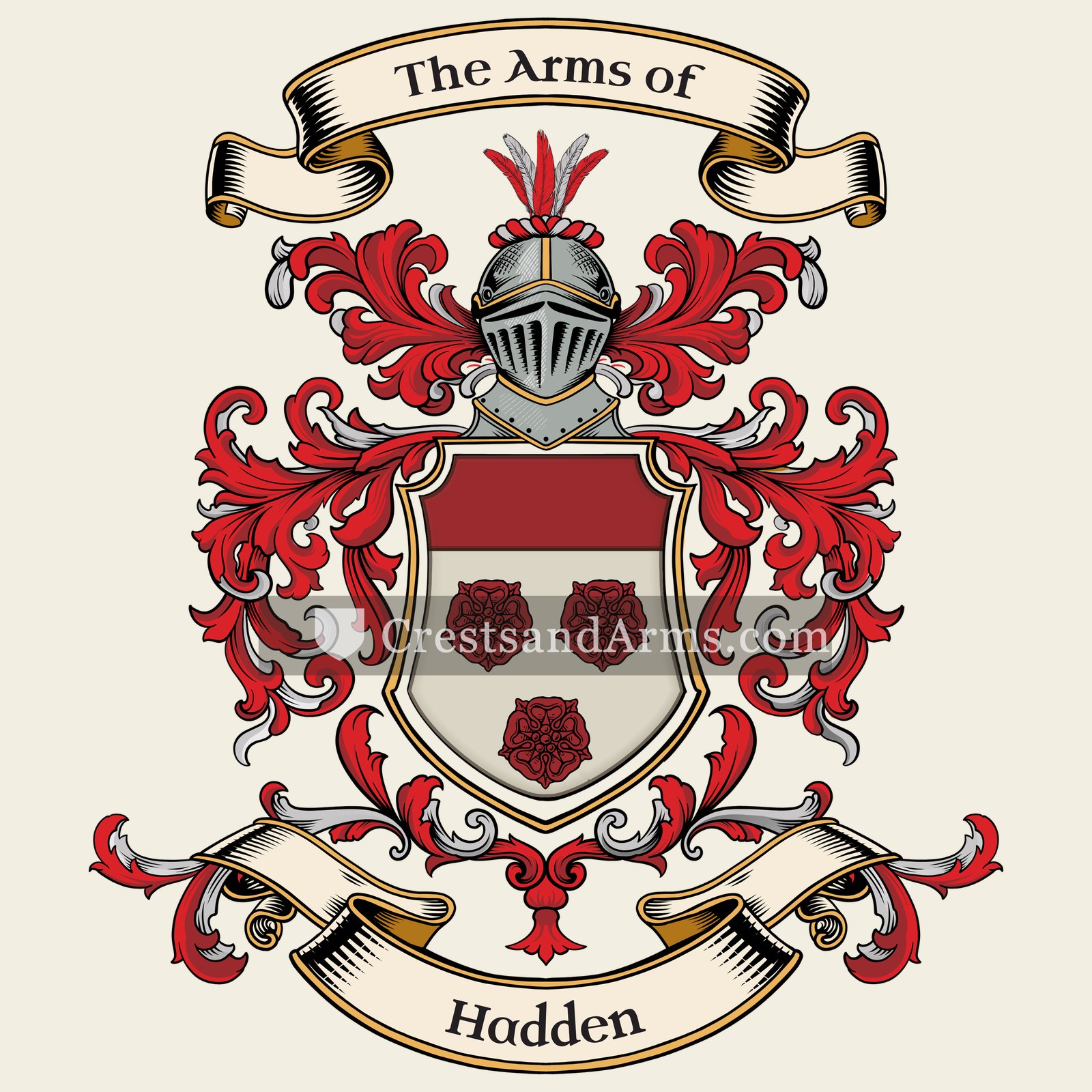 The Hadden coat of arms, drawn from the recorded blazon
