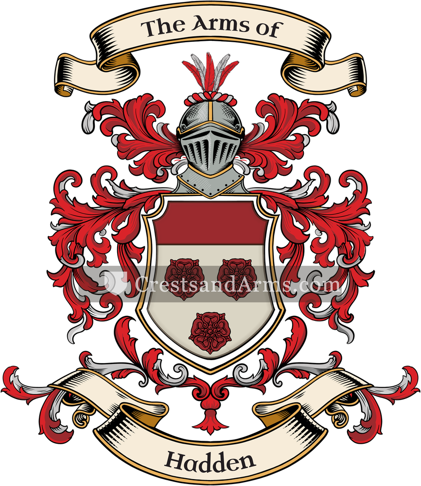 The Hadden coat of arms, drawn from the recorded blazon
