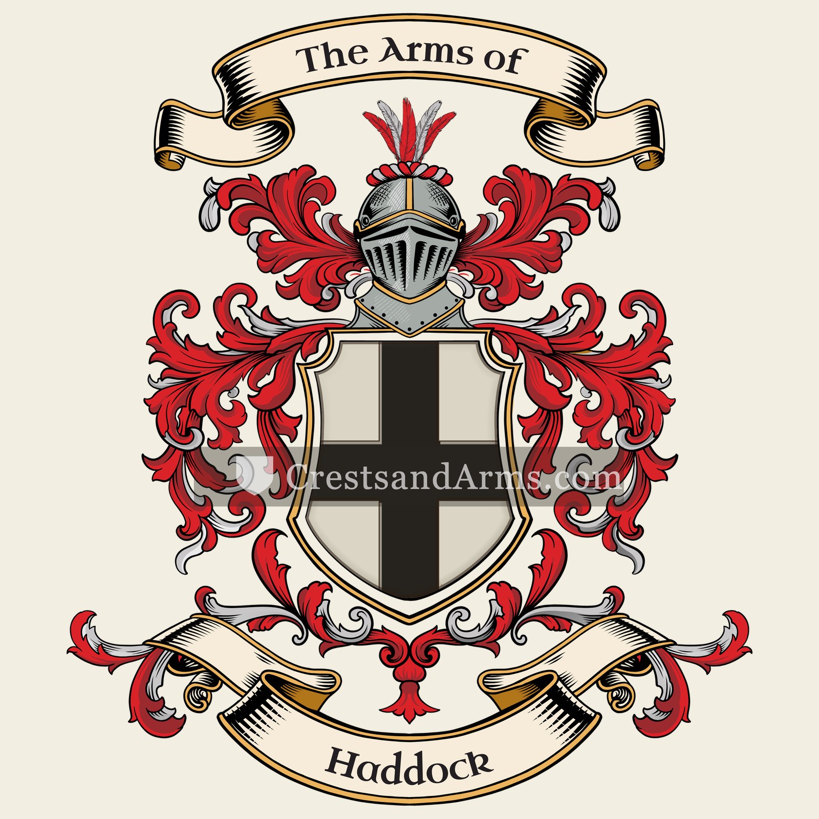 The Haddock coat of arms, drawn from the recorded blazon