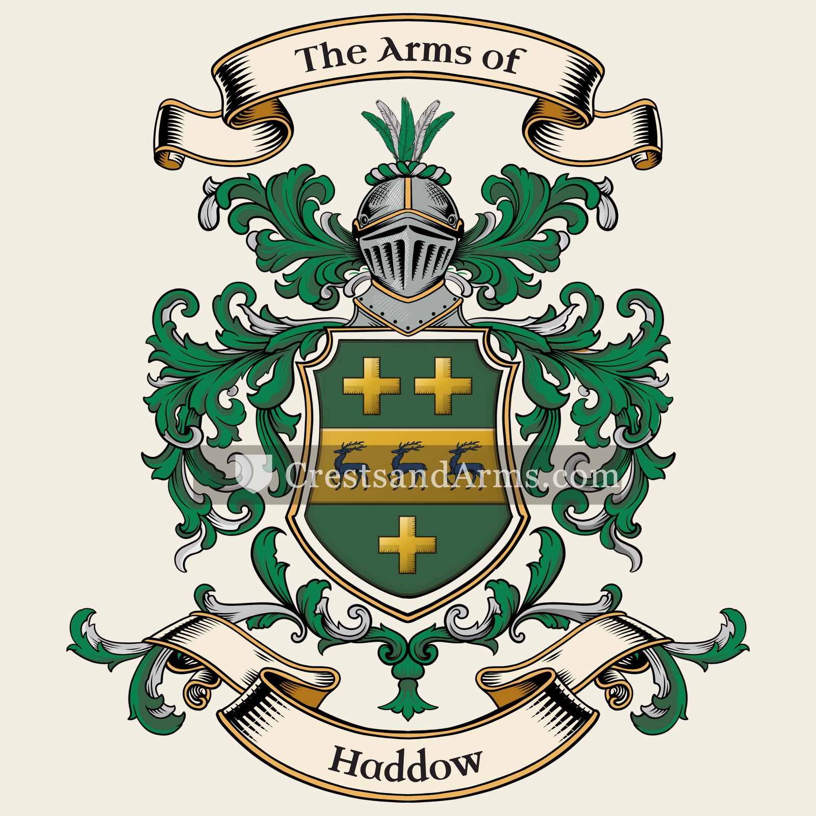 The Haddow coat of arms, drawn from the recorded blazon