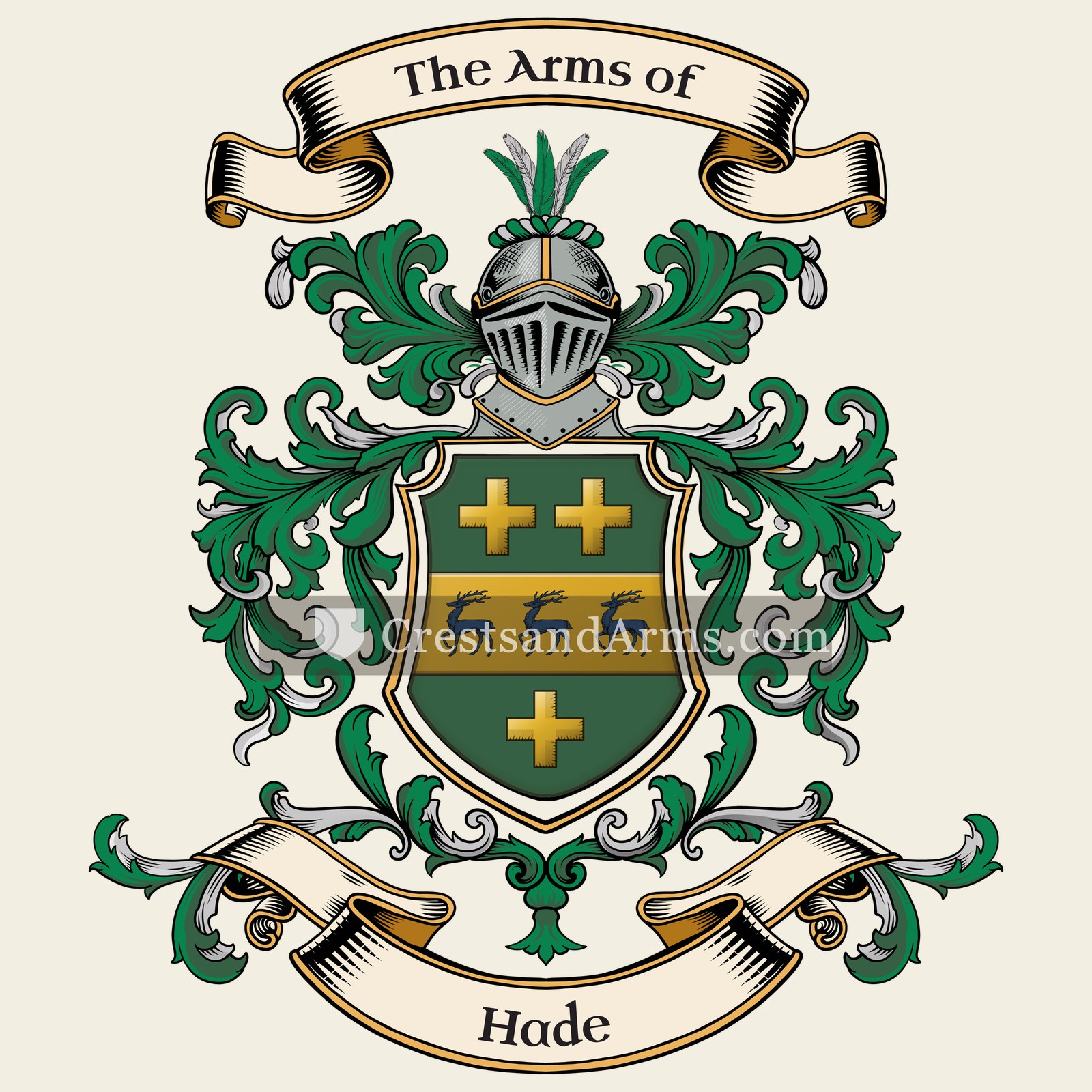 The Hade coat of arms, drawn from the recorded blazon