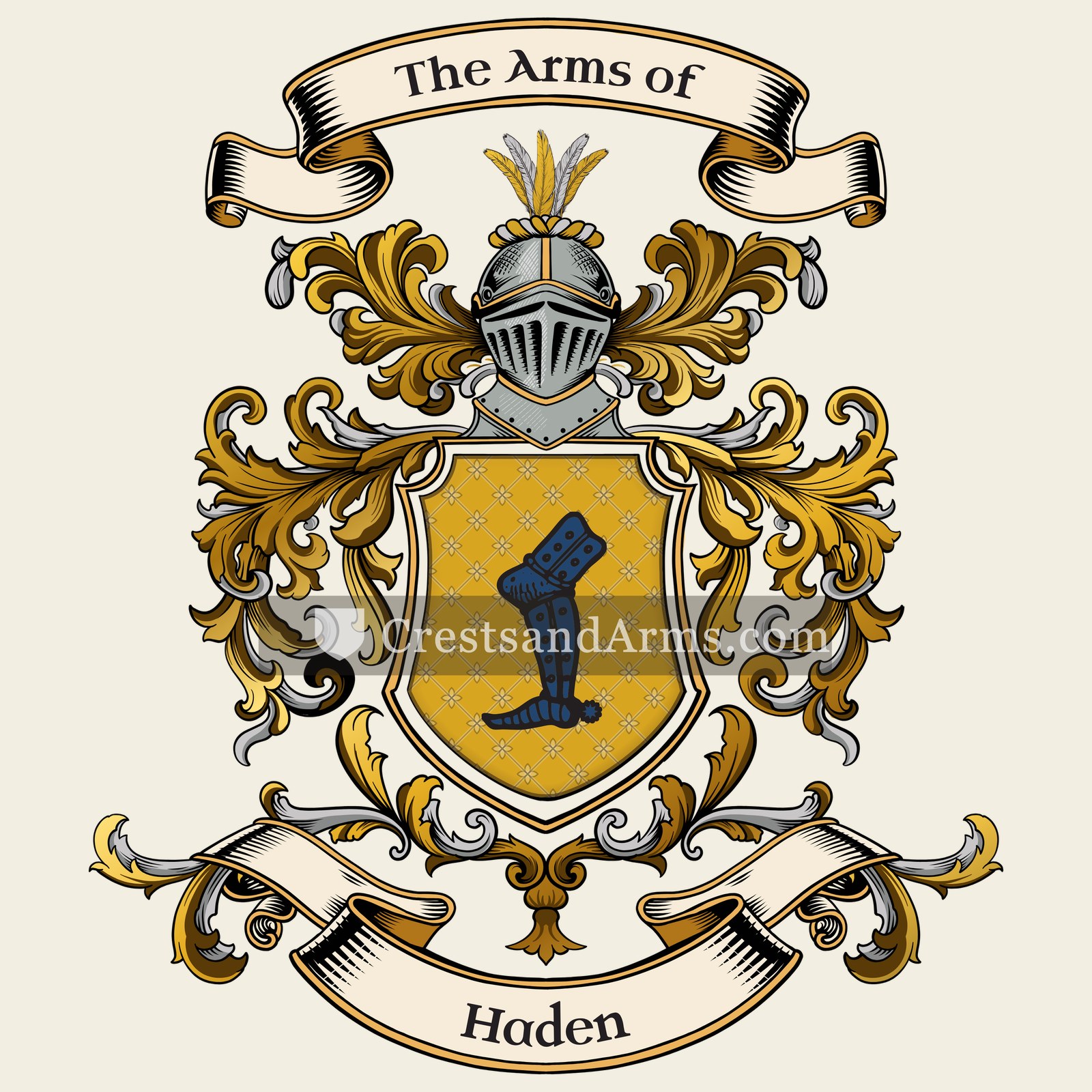 The Haden coat of arms, drawn from the recorded blazon